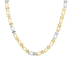 9ct Yellow & White Gold Stirrup Link Necklet