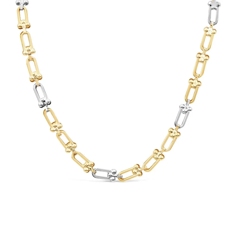 9ct Yellow & White Gold Stirrup Link Necklet