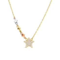 9ct Yellow & White Gold Pave Cubic Zirconia Star Trail Necklet