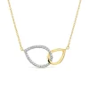 9ct Yellow & White Gold 0.10ct Diamond Double Teardrop Necklet