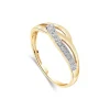 9ct Yellow & White Gold 0.01 Carat Diamond Pave Curve On Open Three Strand Ring