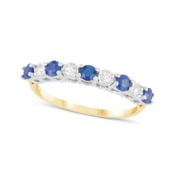 9ct Yellow & White Gold Diamond & Sapphire Eternity Ring