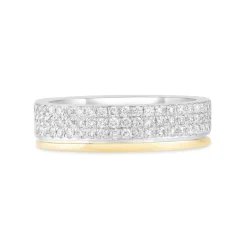 18ct Yellow & White Gold 0.49ct Diamond Row Wedding Ring