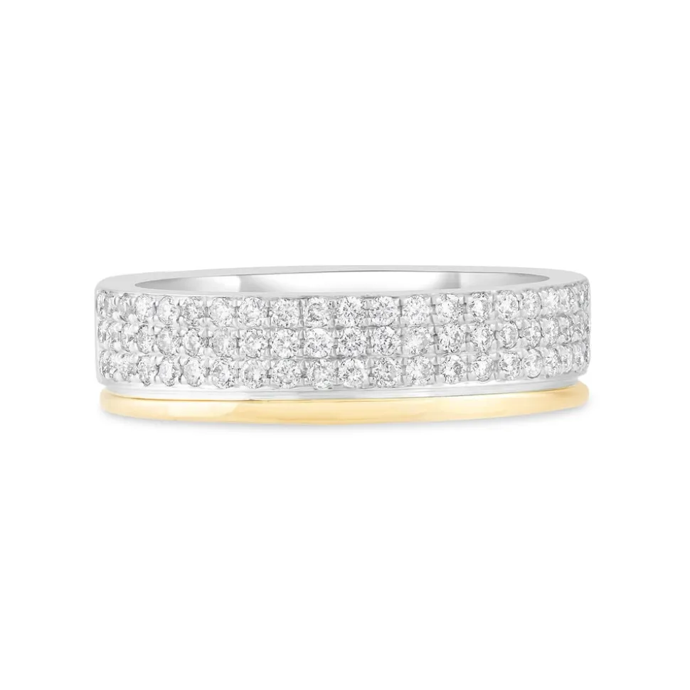 18ct Yellow & White Gold 0.49ct Diamond Row Wedding Ring