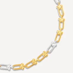 9ct Yellow & White Gold Stirrup Bracelet