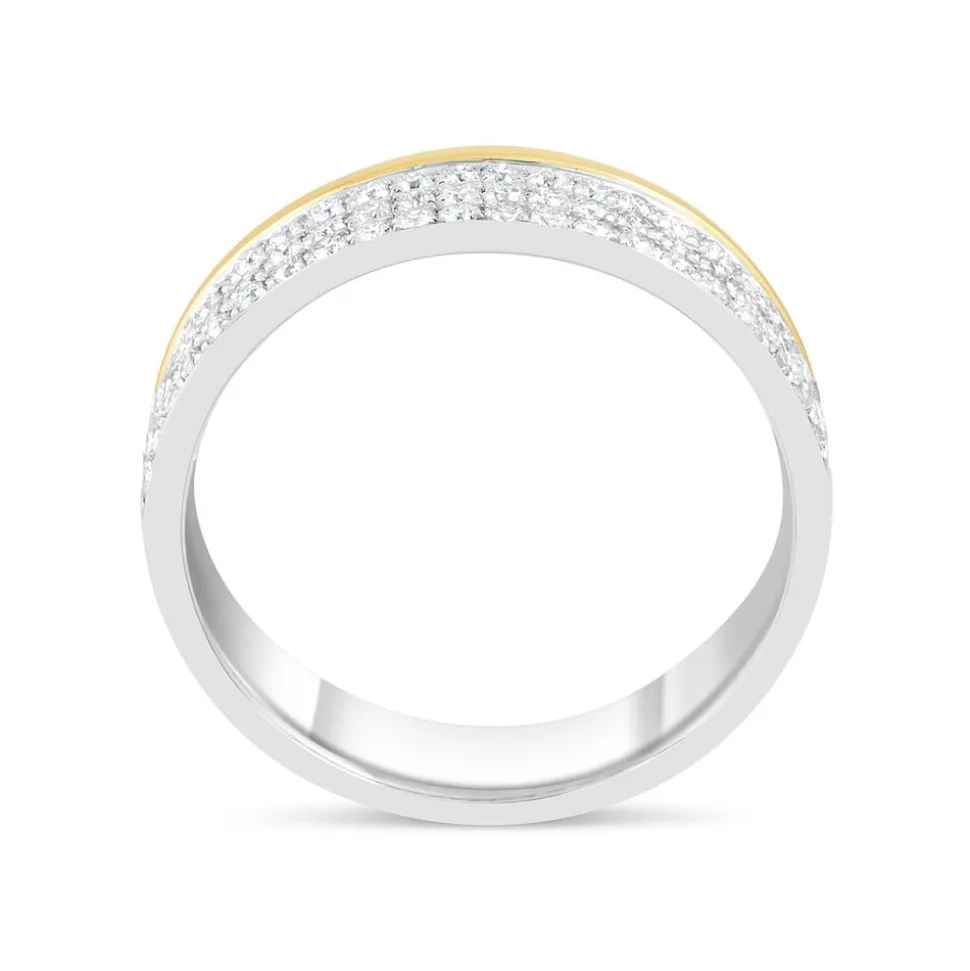 18ct Yellow & White Gold 0.49ct Diamond Row Wedding Ring