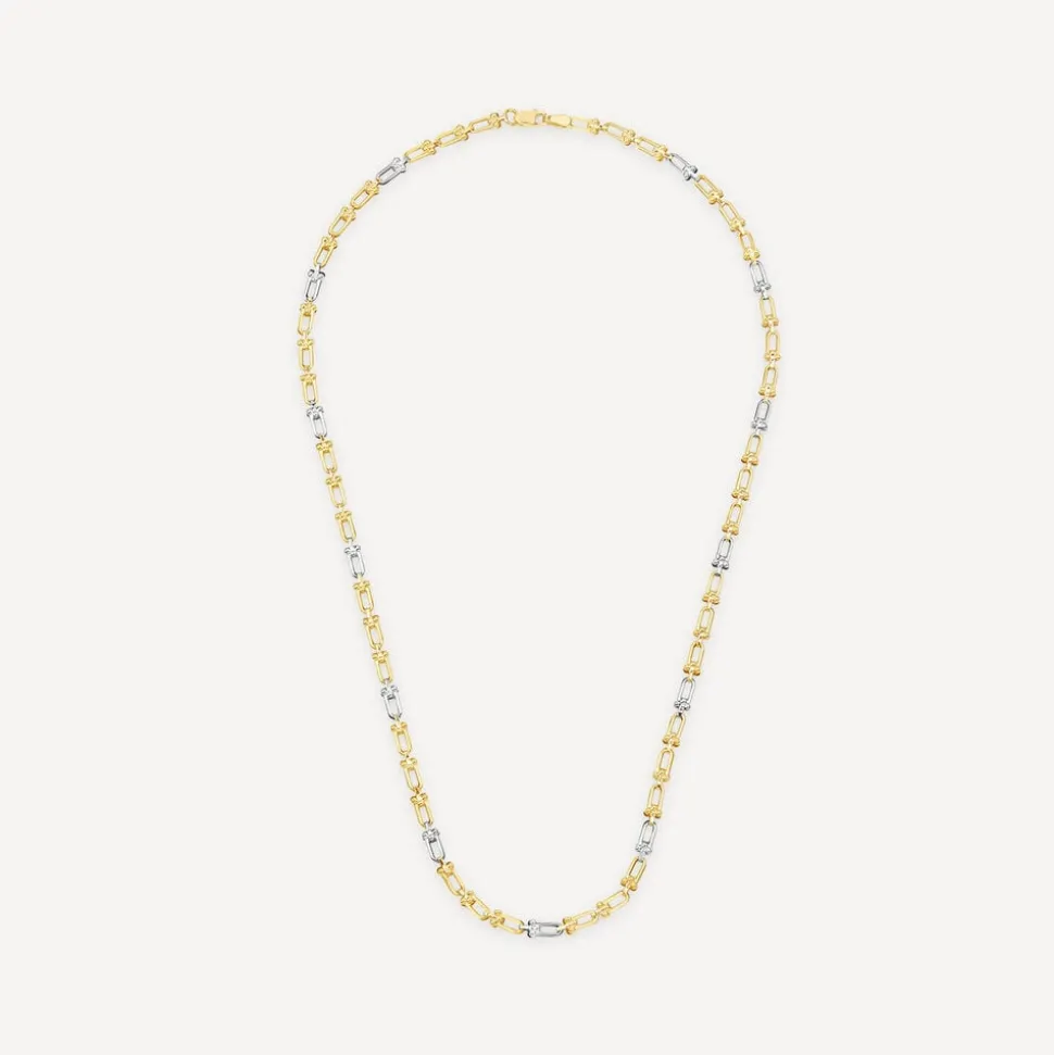 9ct Yellow & White Gold Stirrup Link Necklet