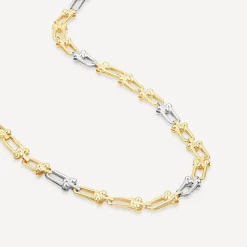 9ct Yellow & White Gold Stirrup Link Necklet