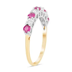 9ct Yellow & White Gold Diamond & Ruby Eternity Ring