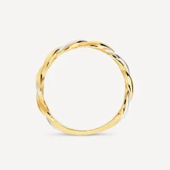 9ct Yellow & White Gold Plaited Plain Ring