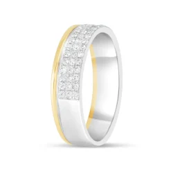 18ct Yellow & White Gold 0.49ct Diamond Row Wedding Ring