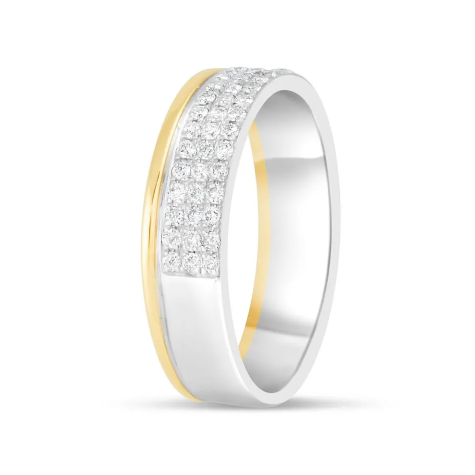 18ct Yellow & White Gold 0.49ct Diamond Row Wedding Ring