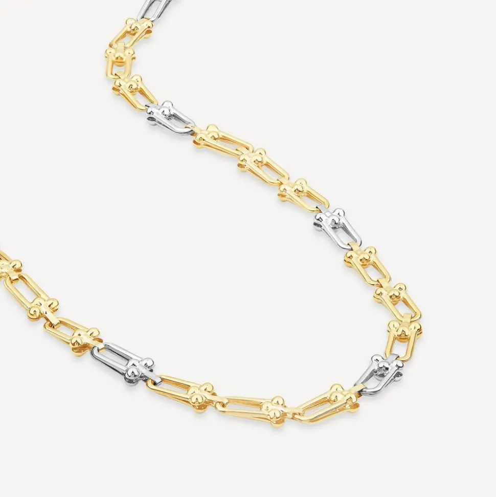 9ct Yellow & White Gold Stirrup Link Necklet