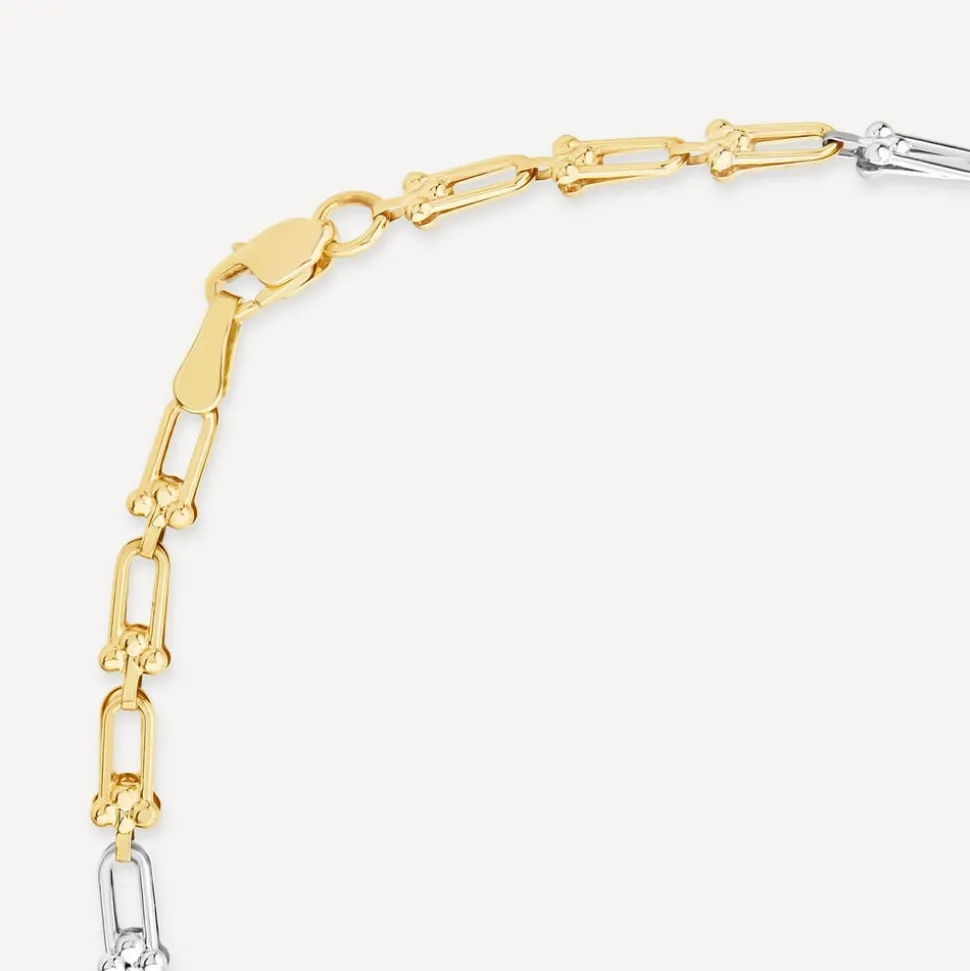 9ct Yellow & White Gold Stirrup Link Necklet