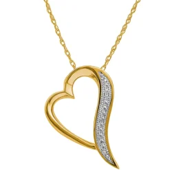 9ct Yellow Gold 0.04 Carat Diamond Set Heart Pendant