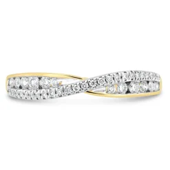 9ct Yellow Gold 0.25 Carat Diamond Claw & Channel Crossover Ring
