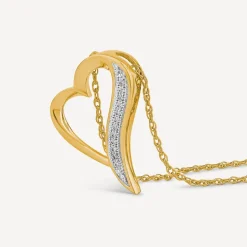 9ct Yellow Gold 0.04 Carat Diamond Set Heart Pendant