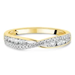 9ct Yellow Gold 0.25 Carat Diamond Claw & Channel Crossover Ring