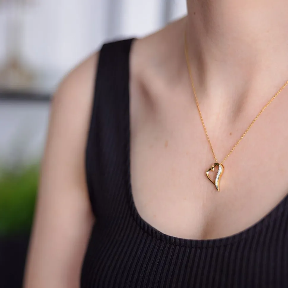 9ct Yellow Gold 0.04 Carat Diamond Set Heart Pendant