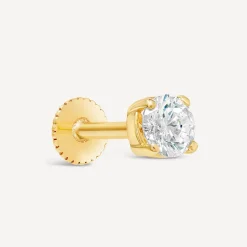 9ct Yellow Gold 4 Claw Cubic Zirconia Single Stud Earring