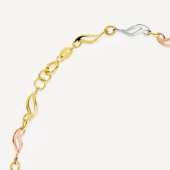 9ct Yellow Gold 3 Colour Twist Link Necklet