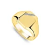 9ct Yellow Gold 0.02 ct Diamond Corner Hexagon Shaped Signet Ring