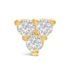 9ct Yellow Gold 3 Cubic Zirconia Triangle Single Stud Earring
