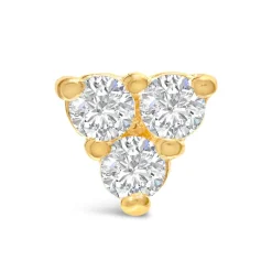 9ct Yellow Gold 3 Cubic Zirconia Triangle Single Stud Earring