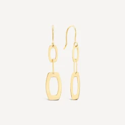 9ct Yellow Gold 2 Open Polished Oval Drop Earrings