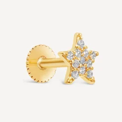 9ct Yellow Gold All Cubic Zirconia Star Single Stud Earring