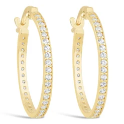 9ct Yellow Gold & Cubic Zirconia Small Hoop Earrings