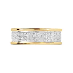 10ct Yellow Gold & Silver Celtic 6.5mm Men's Wedding Ring