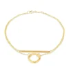 9ct Yellow Gold Bar & Circle Double Chain Bracelet