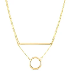 9ct Yellow Gold Bar & Circle Layer Necklet