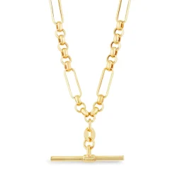 9ct Yellow Gold Belcher Albert T-Bar Necklet