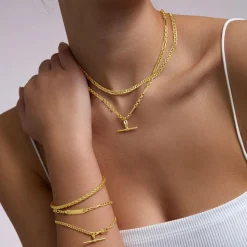 9ct Yellow Gold Belcher Albert T-Bar Necklet