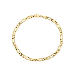 9ct Yellow Gold Bevelled Figaro 8.5 inch Bracelet