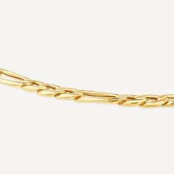 9ct Yellow Gold Bevelled Figaro 8.5 inch Bracelet