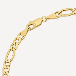 9ct Yellow Gold Bevelled Figaro 8.5 inch Bracelet