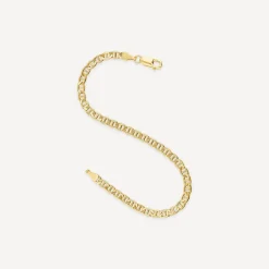 9ct Yellow Gold Bevelled Marine Chain Bracelet