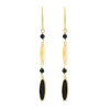 9ct Yellow Gold Black Enamel Beads & Oblong Drop Earrings