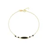 9ct Yellow Gold Black Enamel Beads & Oblong Oval Bracelet