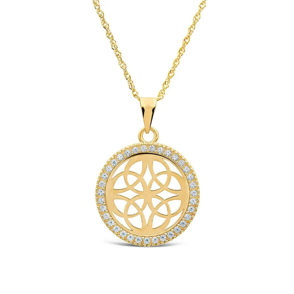 9ct Yellow Gold Celtic Knot Cubic Zirconia Pendant