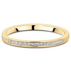 9ct Yellow Gold Channel 0.04ct Diamond Ladies Ring