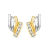 9ct Yellow Gold Channel Set Cubic Zirconia 4 Bar Stud Earrings