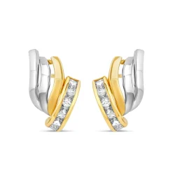 9ct Yellow Gold Channel Set Cubic Zirconia 4 Bar Stud Earrings