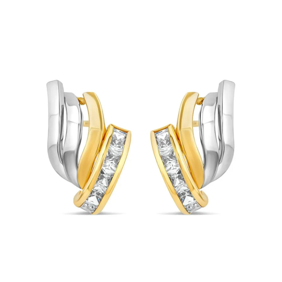 9ct Yellow Gold Channel Set Cubic Zirconia 4 Bar Stud Earrings