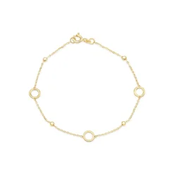 9ct Yellow Gold Circle & Bead Bracelet