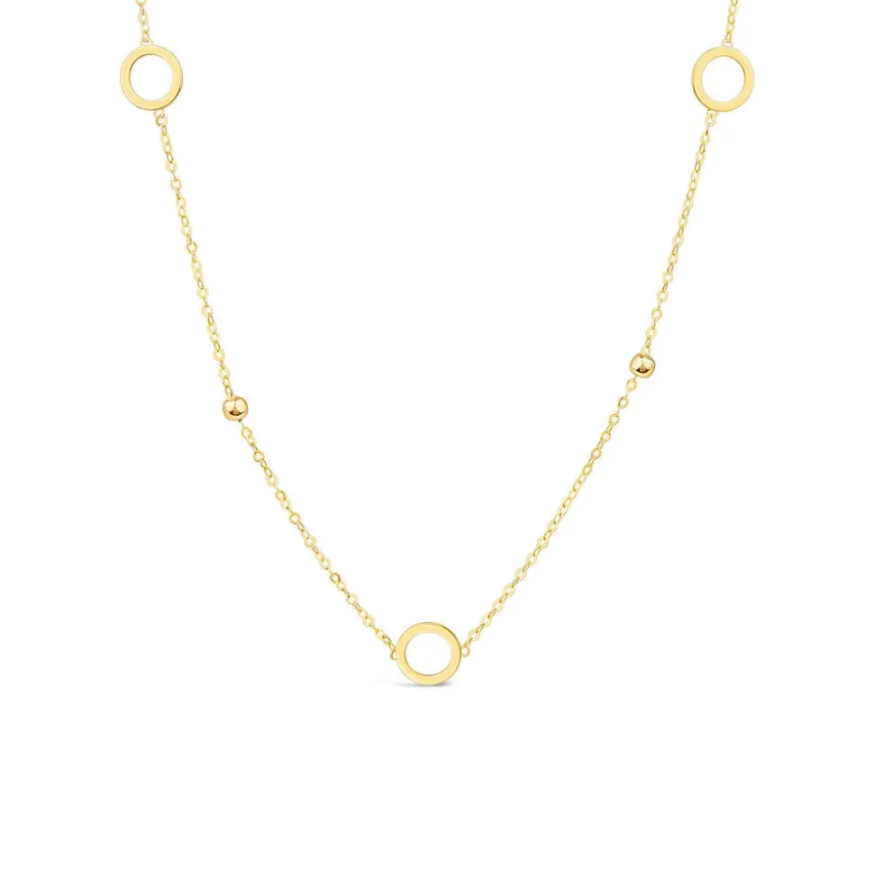 9ct Yellow Gold Circle & Bead 18inch Necklet