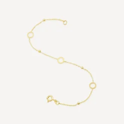 9ct Yellow Gold Circle & Bead Bracelet